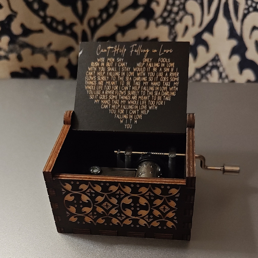 Wooden Lyric Plaque - 'Can't Help Falling in Love' in Natural Brown